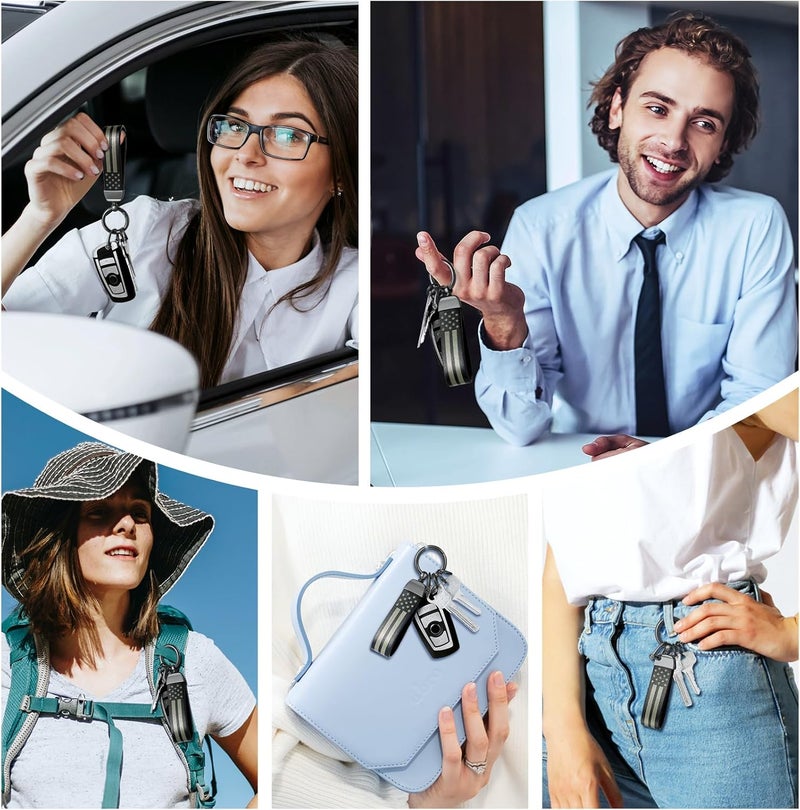 OHKYOOT Store Leather Car Keychain,Carabiner Clip Key Fob Keychain for Home Car Keys Women Men - Image 4